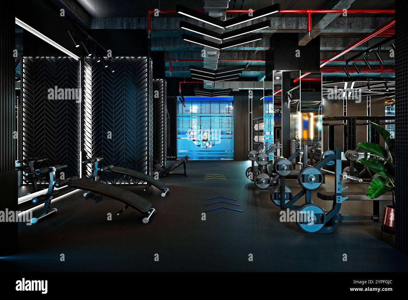 3D-Render Fitness im Fitnessraum Stockfoto
