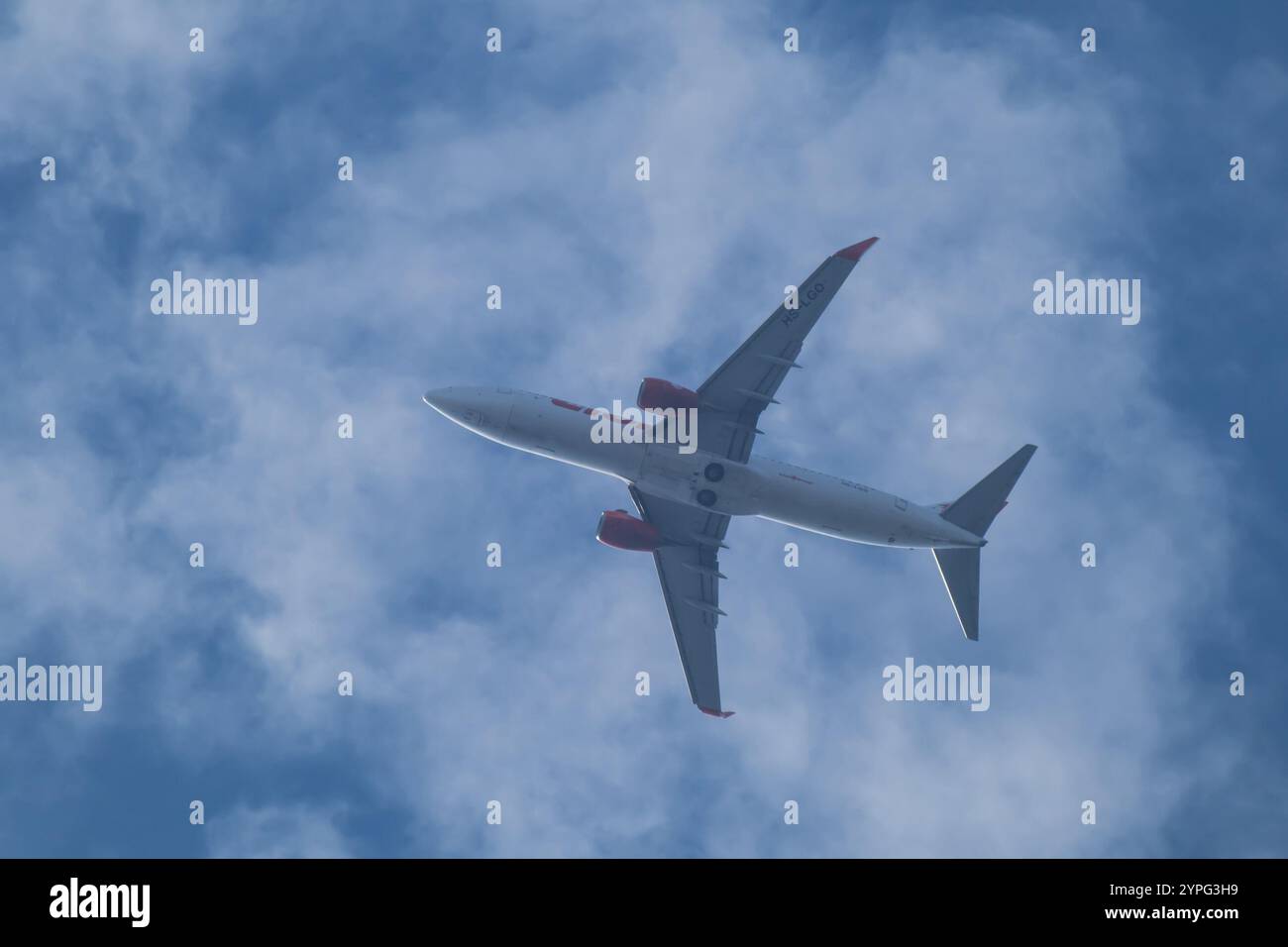 Chiangmai, Thailand - 6. Januar 2024: HS-LGO Boeing 737-800 der Thai Lionair Airline. Fahren Sie vom Flughafen Chiangmai nach Bangkok. Stockfoto
