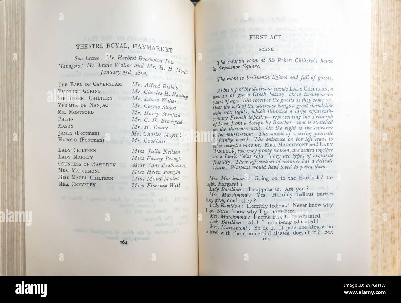 Ein idealer Ehemann von Oscar Wilde - First Act and List of Players - Theatre Royal, Haymarket 1895 Stockfoto