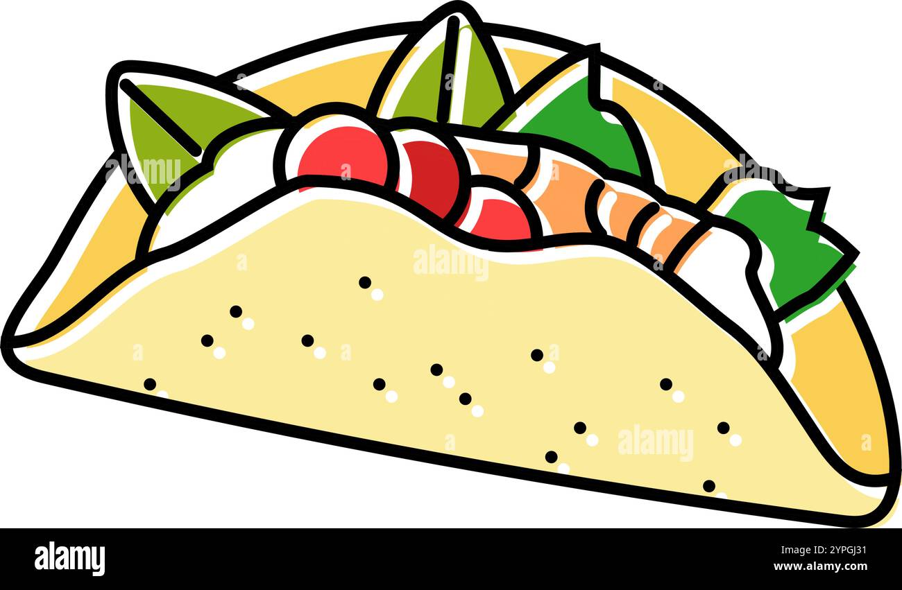 Fisch Taco Meeresküche Farbe Symbol Vektor Illustration Stock Vektor