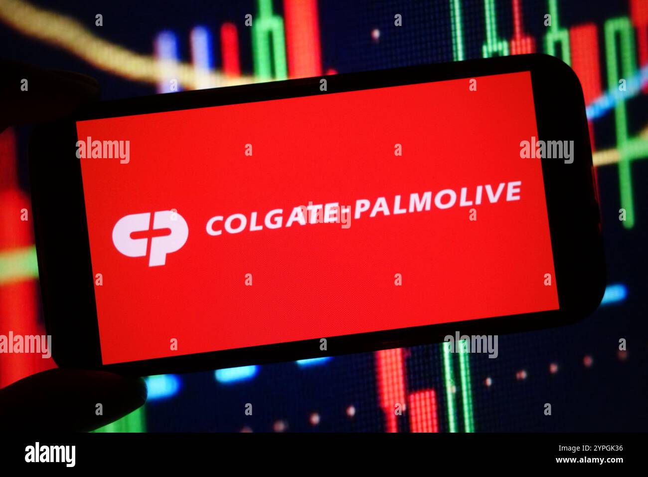 In dieser Fotoabbildung wird das Firmenlogo von Colgate-Palmolive auf einem Smartphone-Bildschirm angezeigt. Stockfoto