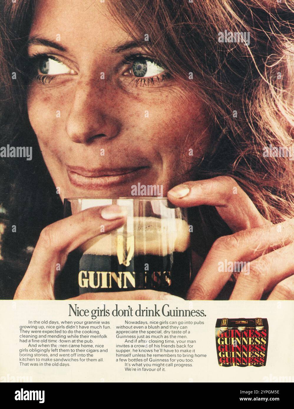 1971 Guinness-Bierwerbung – „nette Mädchen trinken nicht Guinness“ Stockfoto
