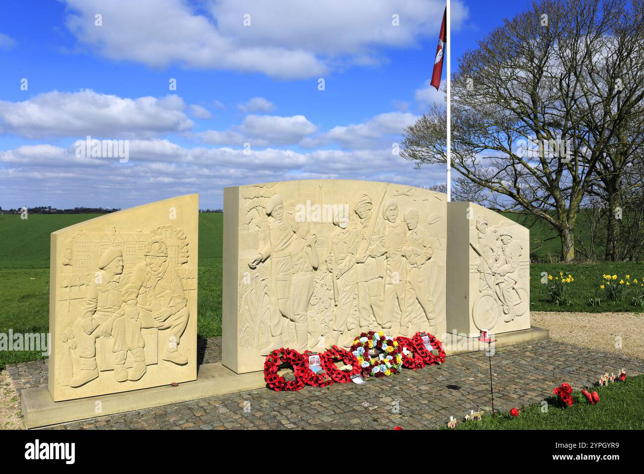 Das Denkmal des 10. Bataillons Fallschirmregiments, Burrough on the Hill Village, Leicestershire, England, Großbritannien Stockfoto