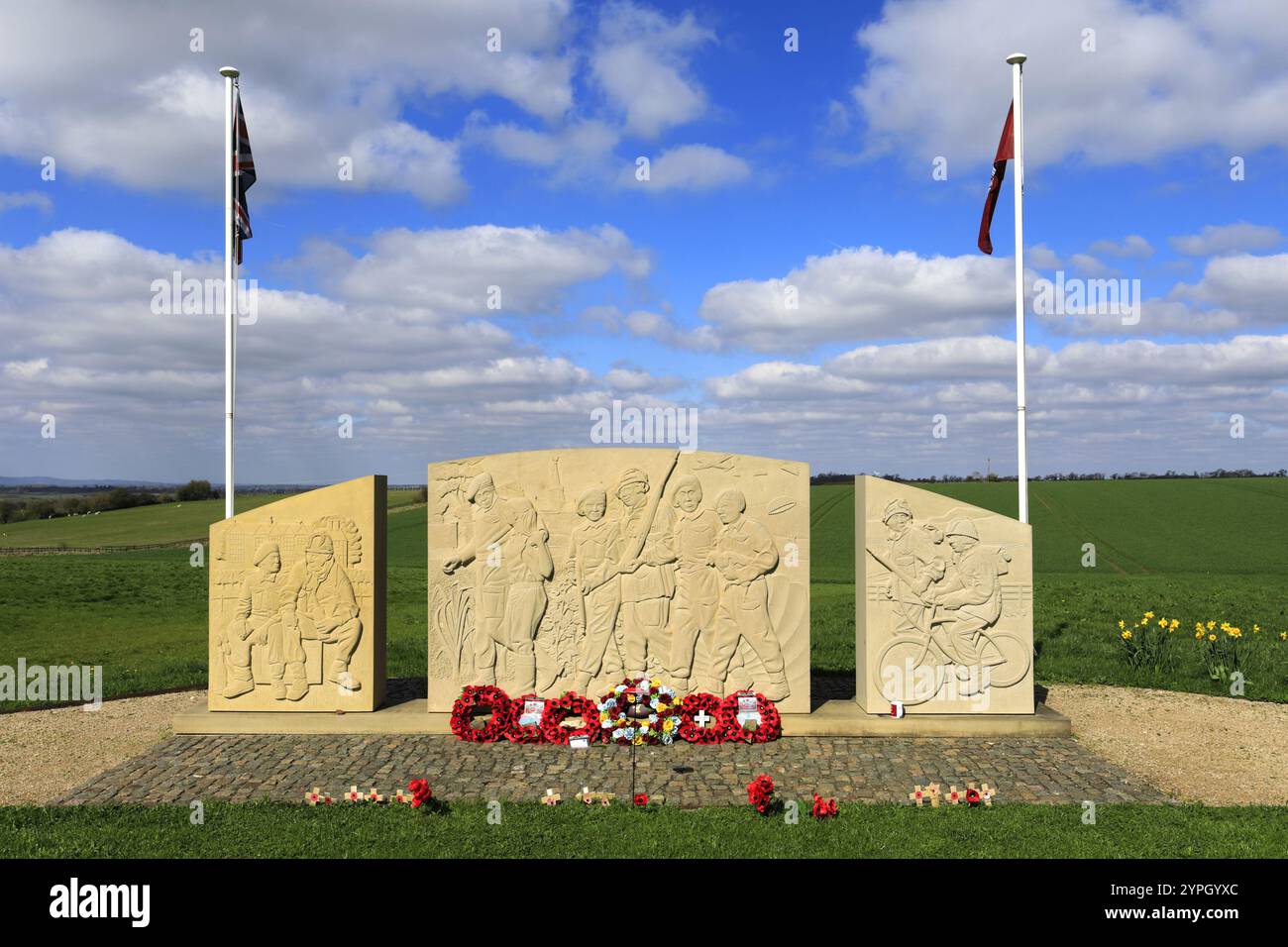 Das Denkmal des 10. Bataillons Fallschirmregiments, Burrough on the Hill Village, Leicestershire, England, Großbritannien Stockfoto