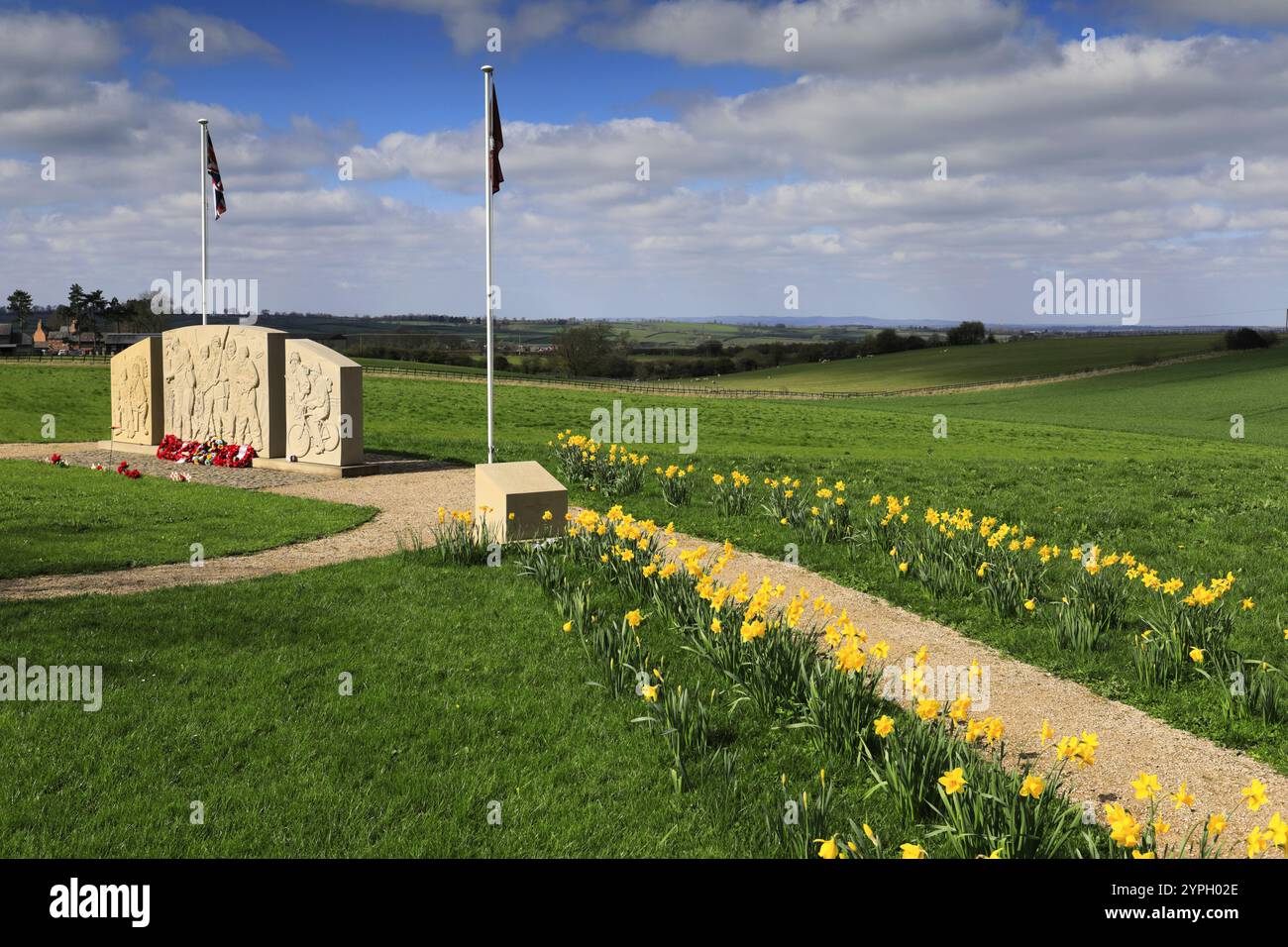 Das Denkmal des 10. Bataillons Fallschirmregiments, Burrough on the Hill Village, Leicestershire, England, Großbritannien Stockfoto