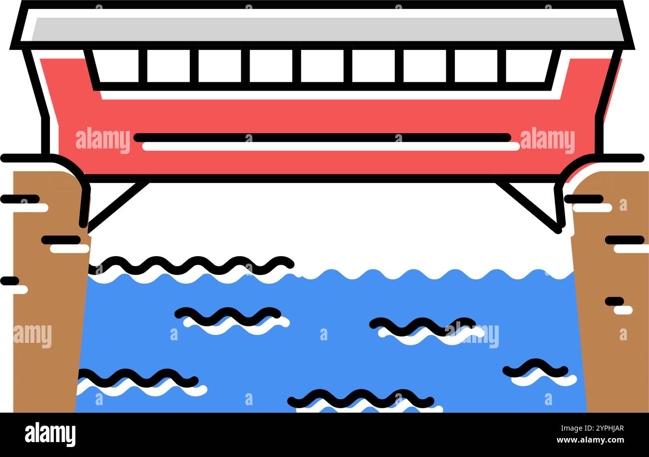 Vektor-Illustration des farbigen Symbols der überdachten Brücke Stock Vektor