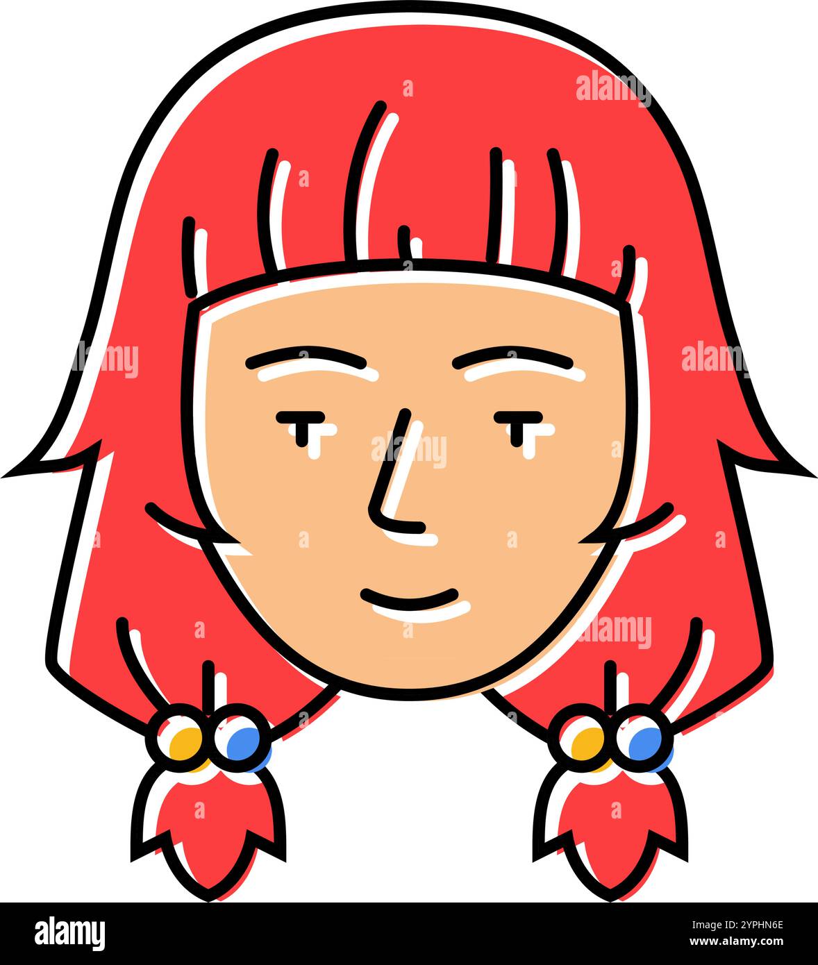 Otaku Frau Avatar Farbe Symbol Vektor Illustration Stock Vektor