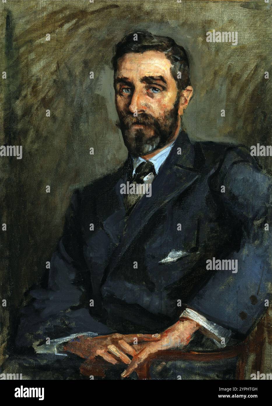 Porträt von Roger Casement, Künstlerin: Sarah Henrietta Purser, Roger David Casement (irisch: Ruair’ D‡ith’ Mac Easmainn;[1] September 1864 C 3 August 1916), bekannt als Sir Roger Casement, CMG, war zwischen 1911 und 1916 ein Diplomat und irischer Nationalist, der vom Vereinigten Königreich wegen Verrats während des Ersten Weltkriegs hingerichtet wurde. er arbeitete für das britische Außenministerium als Diplomat, wurde als humanitärer Aktivist und später als Dichter und Oster-steigender Führer bekannt Stockfoto