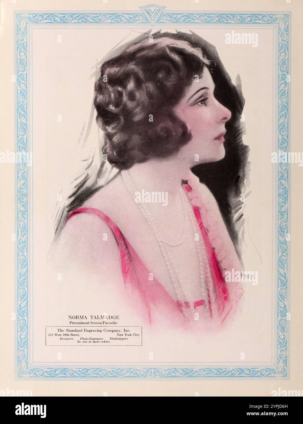 Die Us-Amerikanische Schauspielerin Norma Talmadge. . Vintage Archive Souvenir Portrait, 1923 von National Vaudeville Artists Inc Stockfoto