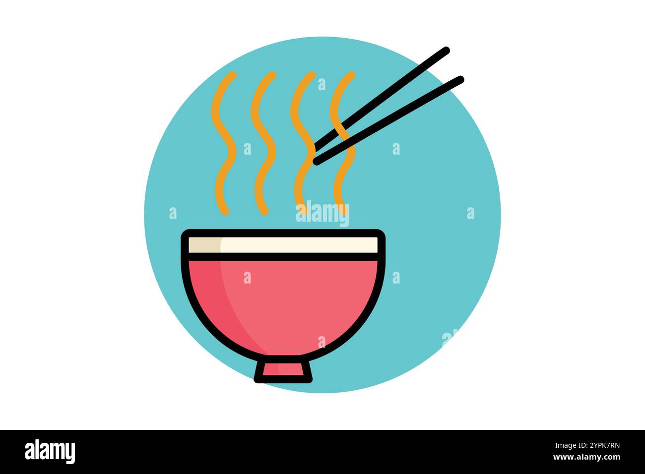 Ramen-Symbol. Symbolstil für farbige Umrisse. Symbol für Mahlzeit. Verpflegung Elemente Vektor-Illustration Stock Vektor