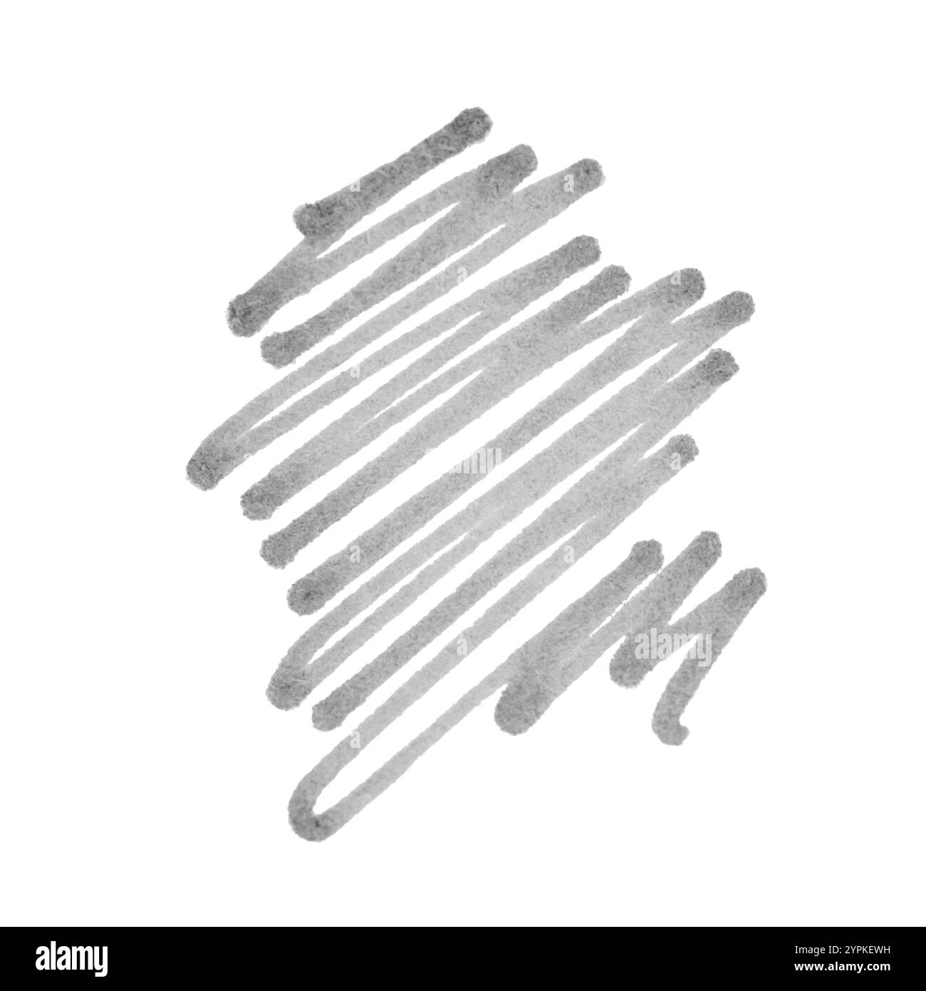 Handgezeichnete Schraffur der Skizzenlinie. Filzstift, Markierungsfarbe Textur Kunst Grunge Textur auf weißem Hintergrund. Stockfoto