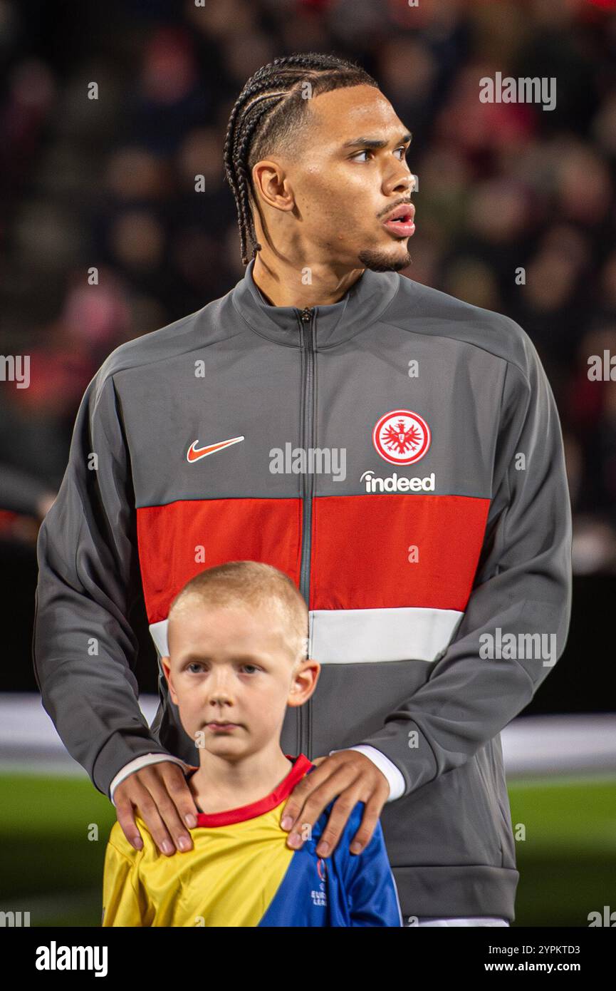Herning, Dänemark. November 2024. Nnamdi Collins von Eintracht Frankfurt war beim Spiel der UEFA Europa League zwischen dem FC Midtjylland und Eintracht Frankfurt in der MCH Arena in Herning zu sehen. Stockfoto