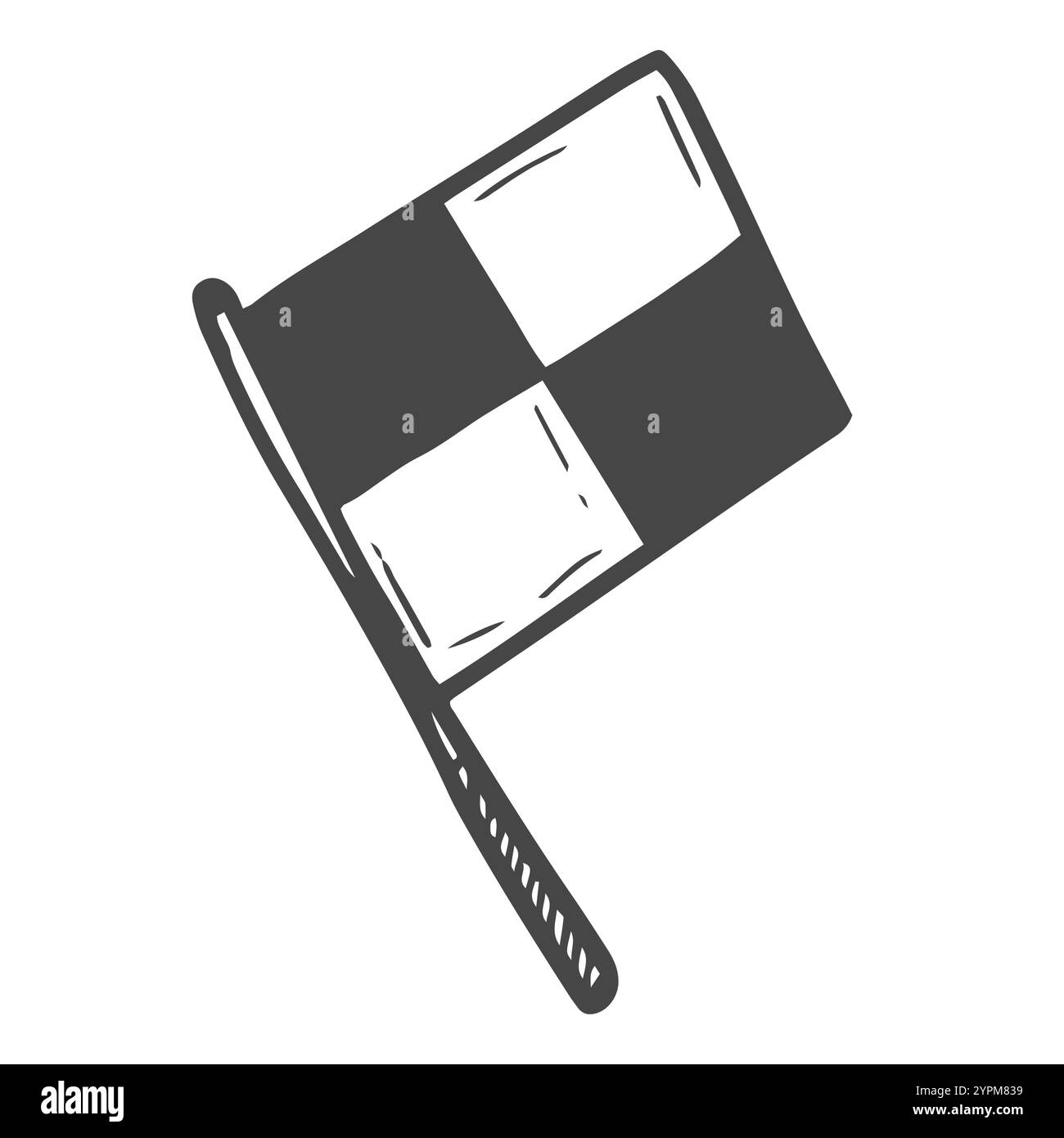 Linieman-Flag-Symbol in Skizzenlinien kritzeln. Fußballspiel Stock Vektor