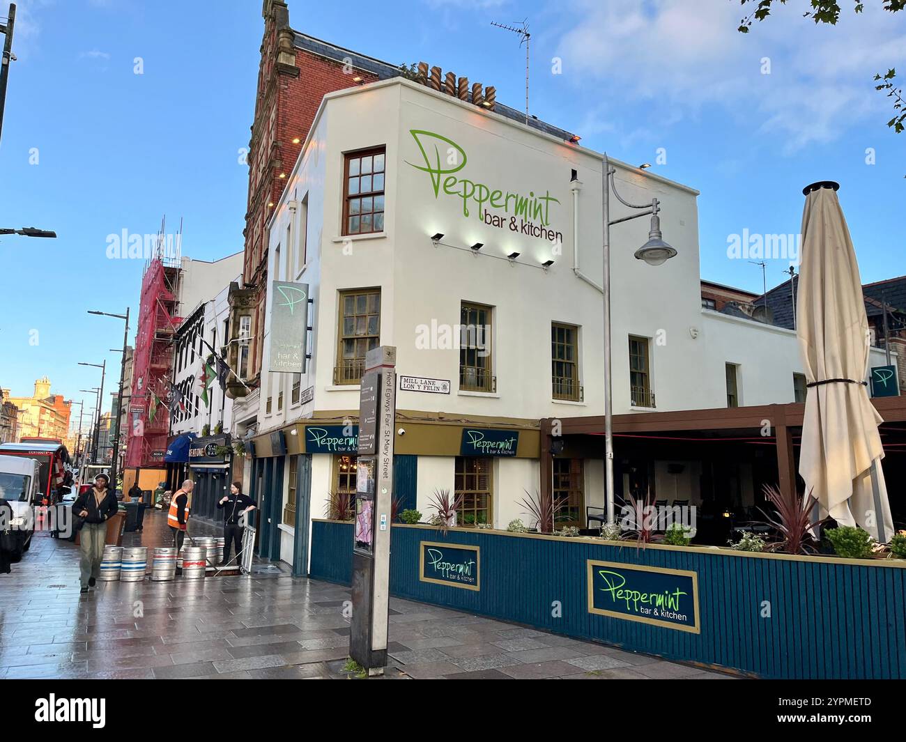 Peppermint Bar and Kitchen in der St Mary Street. Cardiff, Wales, Vereinigtes Königreich. November 2024. Stockfoto