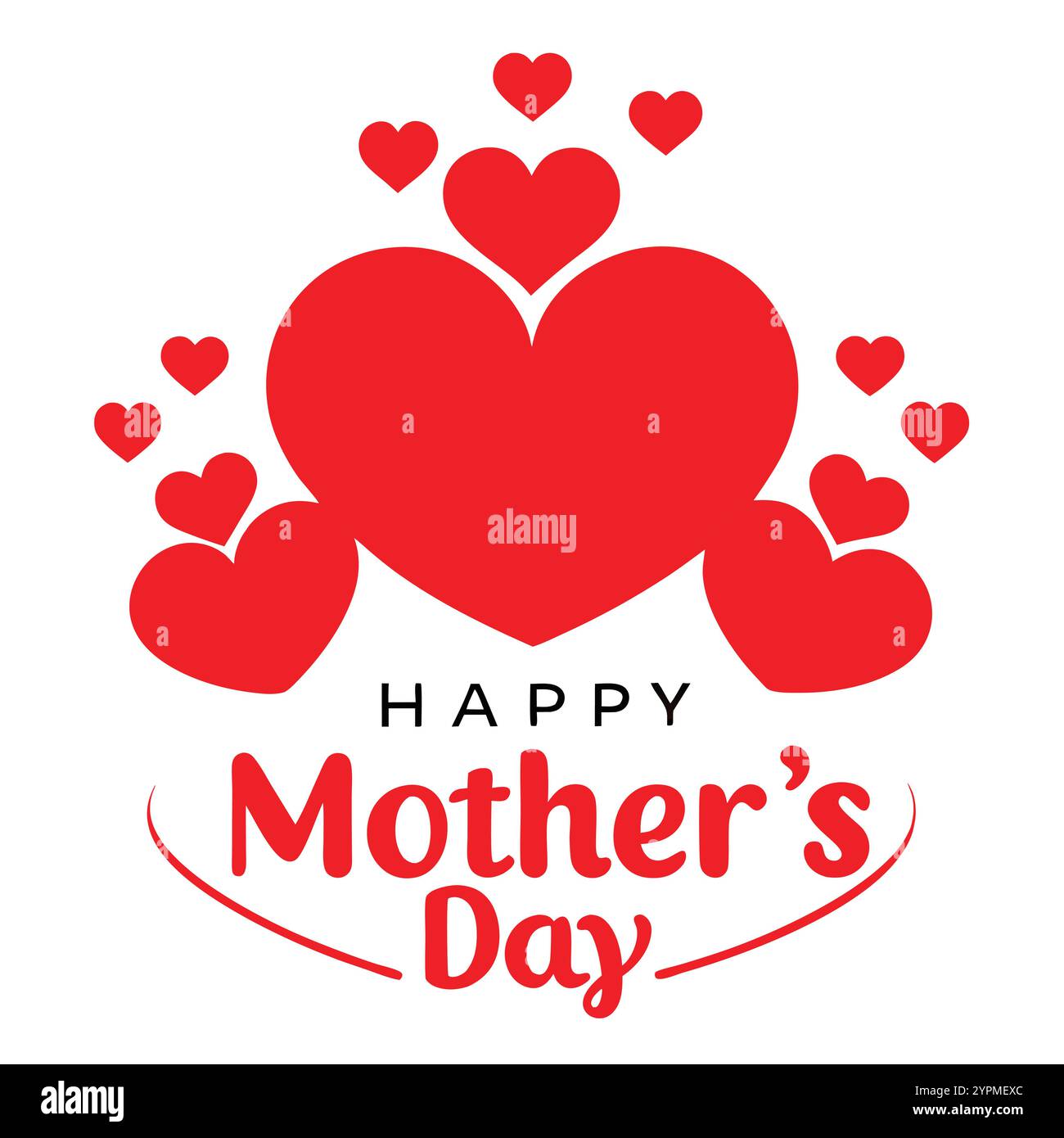 Happy Mothers Day rote Herzkarte mit weißem Hintergrund Stock Vektor
