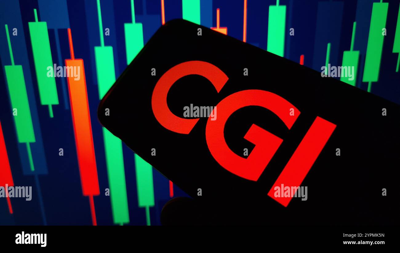 Konskie, Polen – 30. November 2024: Firmenlogo von CGI Inc. Auf dem Mobiltelefon Stockfoto
