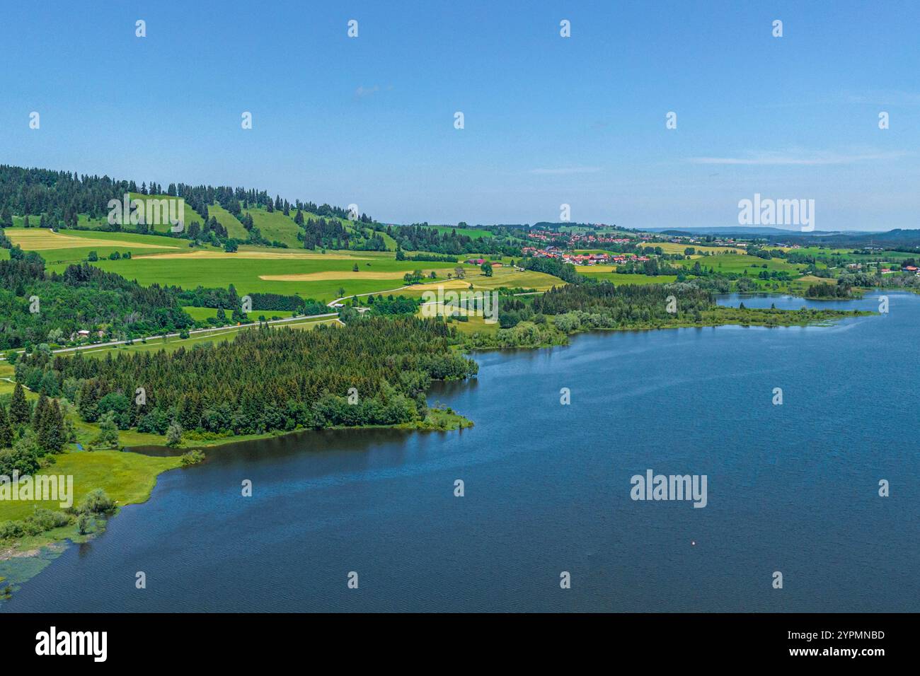 Blick auf das Allgäuer Seenland rund um den Grüntensee bei Wertach Stockfoto