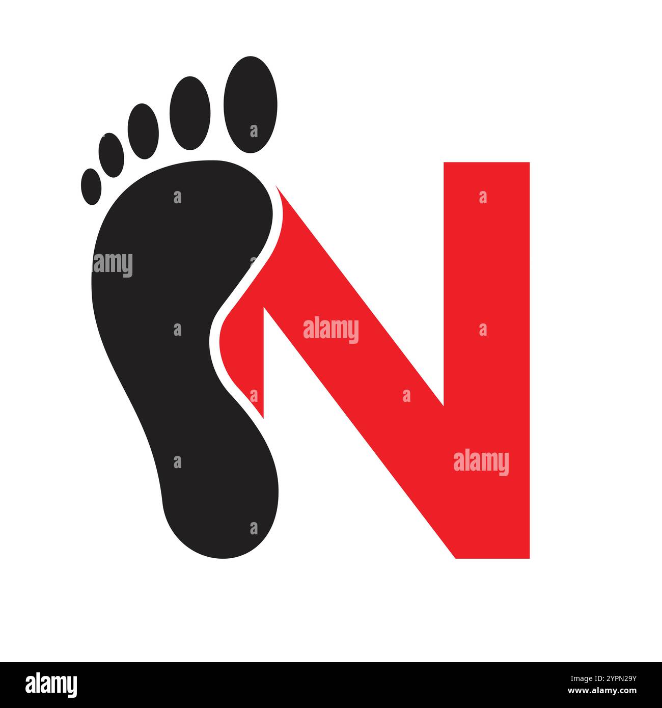 Initial Letter N Foot Logo Design Konzept für Stufensymbol Vector Sign Stock Vektor