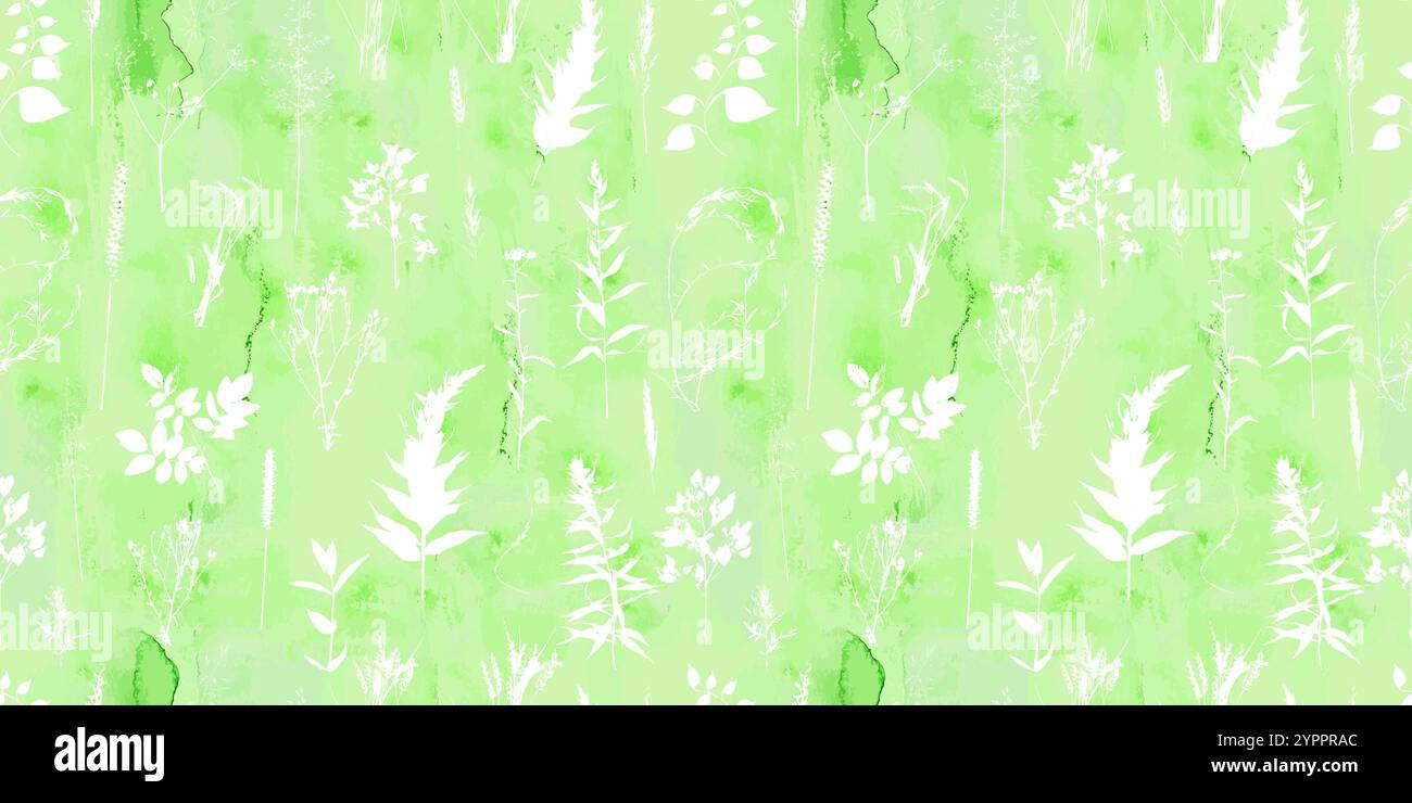 Grüner nahtloser Hintergrund mit Gras. Handzeichnung. Nicht AI, Vektorillustration Stock Vektor