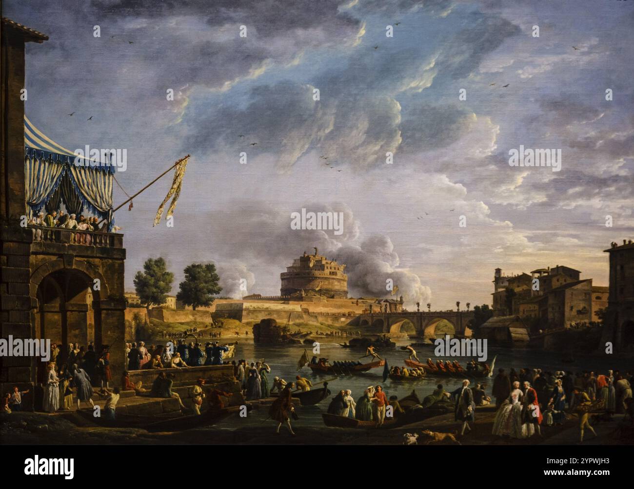 Claude-Joseph Vernet, Ein Sportwettbewerb auf dem Tiber, 1750, Öl auf Leinwand, National Gallery, London, England, Großbritannien Stockfoto