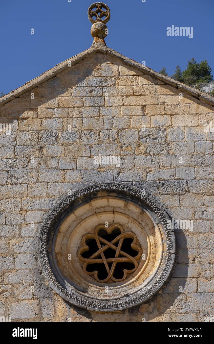 Ermita de San Bartolome, Siglo XII, Parque Natural del Canon del Rio Lobos, Soria, Castilla, Spanien, Europa Stockfoto