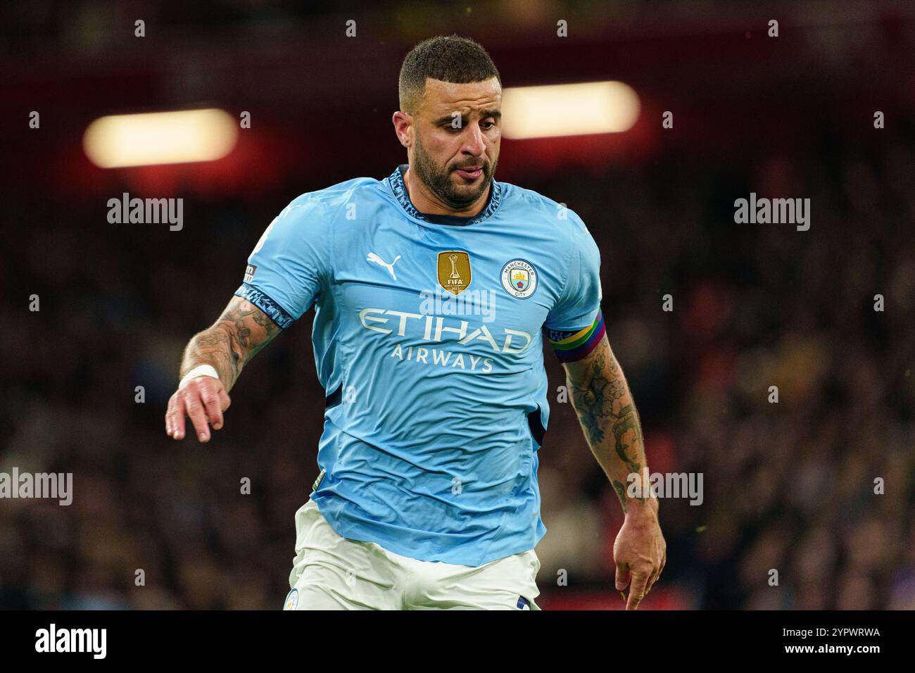 Anfield, Liverpool am Sonntag, 1. Dezember 2024. Kyle Walker von Manchester City wird am Sonntag, den 1. Dezember 2024, beim Spiel der Premier League zwischen Liverpool und Manchester City in Anfield, Liverpool, gespielt. (Foto: Steven Halliwell | MI News) Credit: MI News & Sport /Alamy Live News Stockfoto