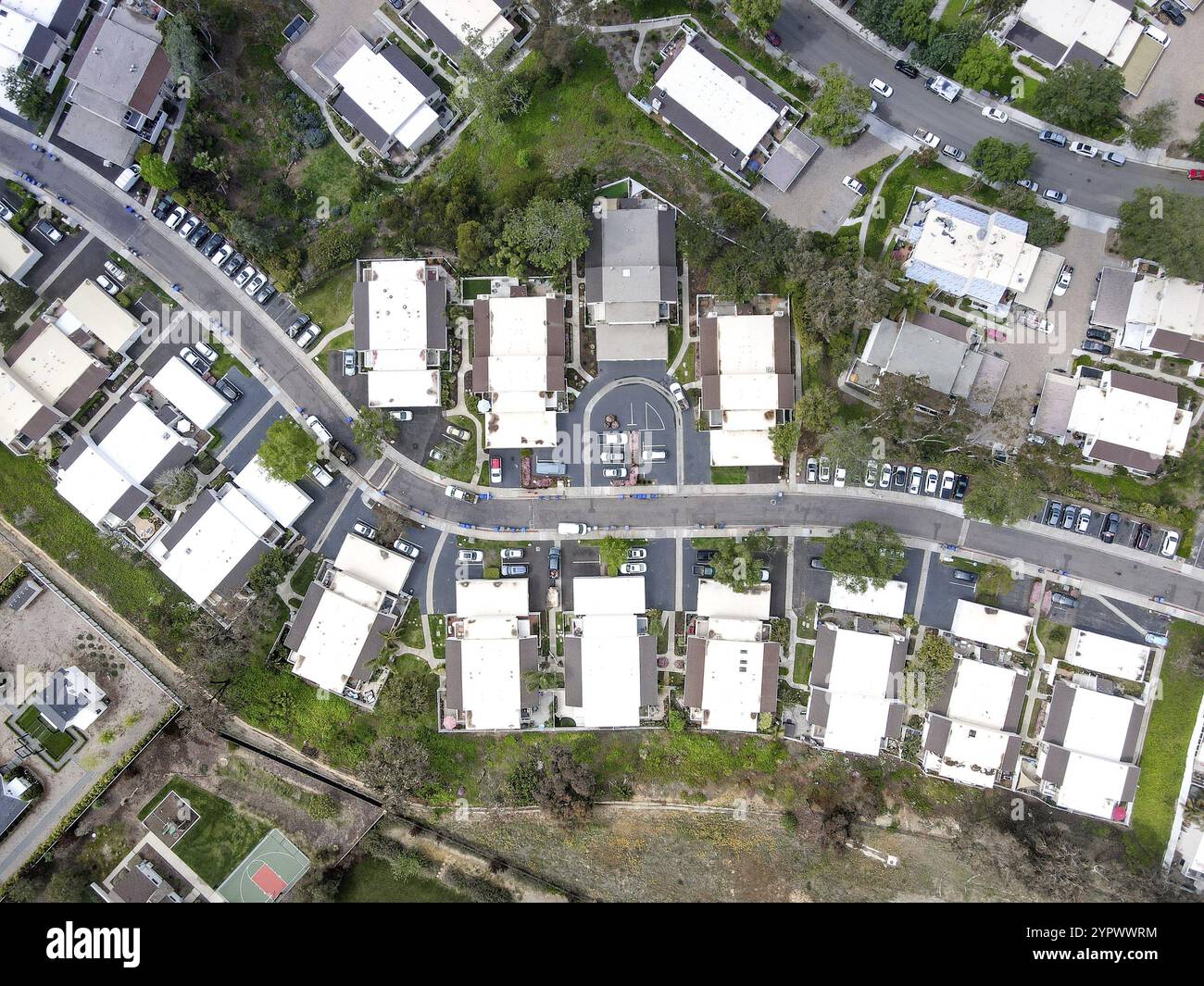 Luftaufnahme der Wohnanlage in Cardiff, Stadt, Gemeinde in der eingegliederte Stadt Encinitas in San Diego County, Kalifornien. USA Stockfoto