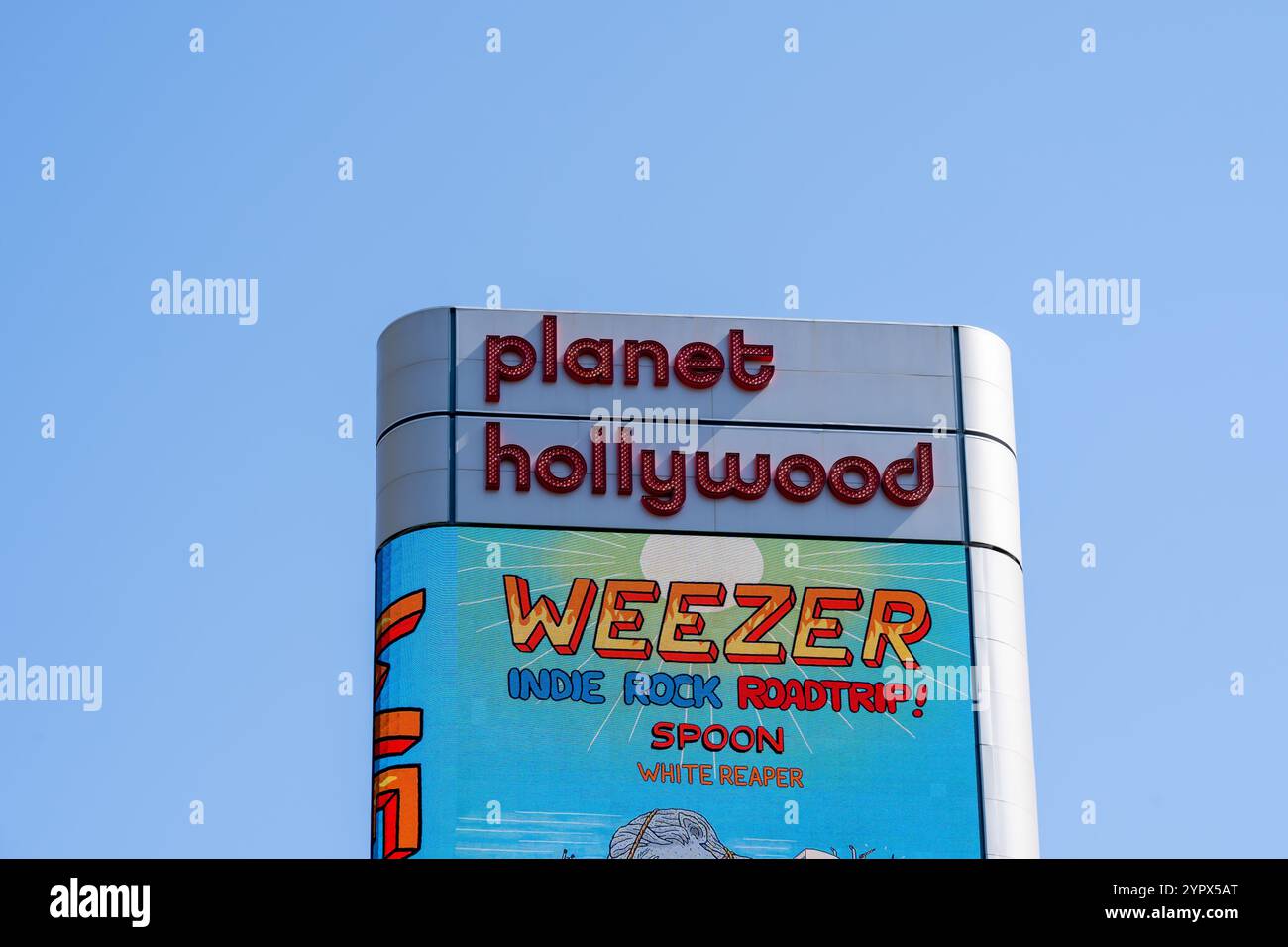 Las Vegas, NV, USA - 2. Juni 2023: Das Zeichen des Planet Hollywood Las Vegas Resort and Casino in Las Vegas, NV, USA. Stockfoto