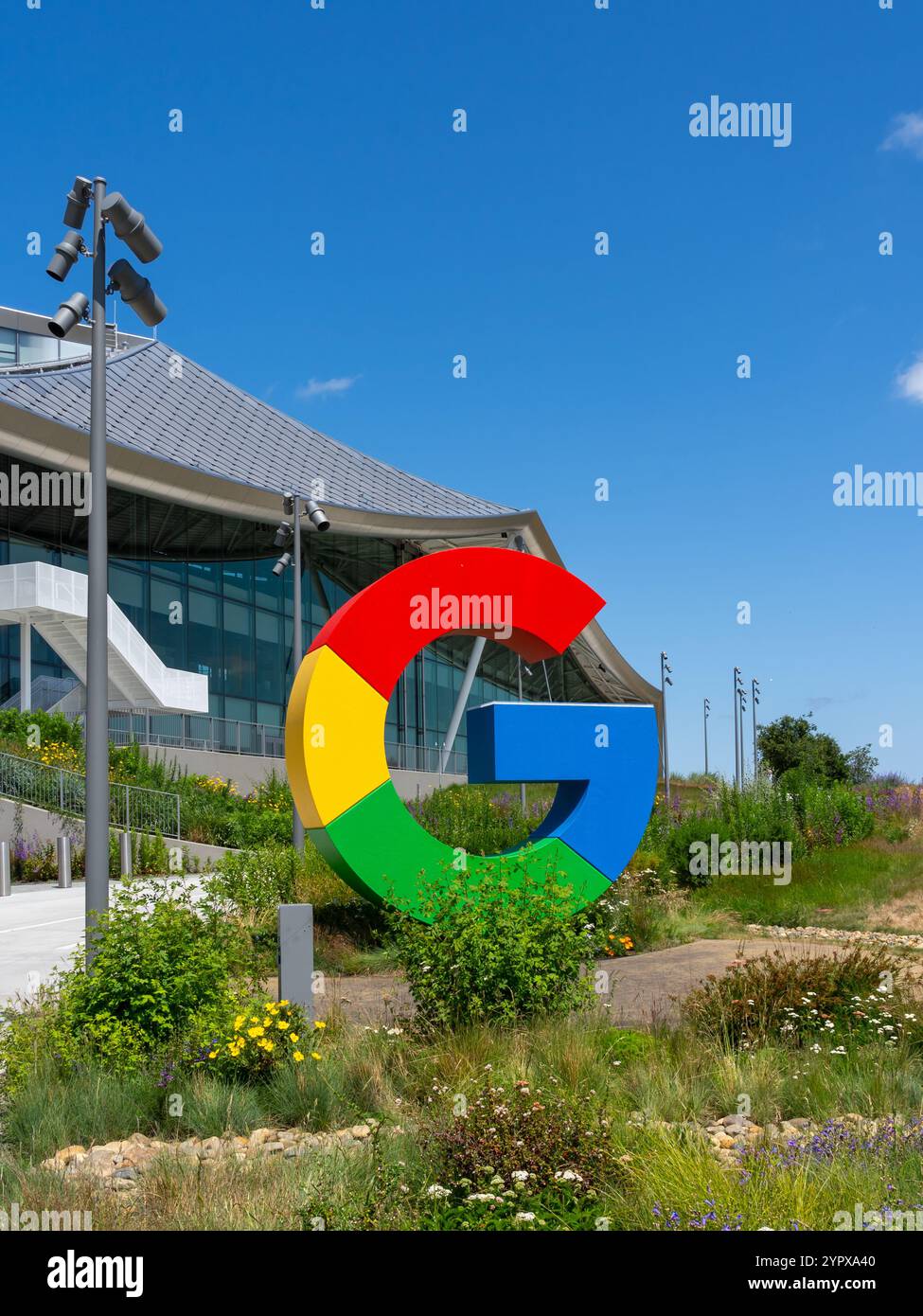 Außenansicht des Google Bay View Firmengeländes in Mountain View, Kalifornien, USA Stockfoto