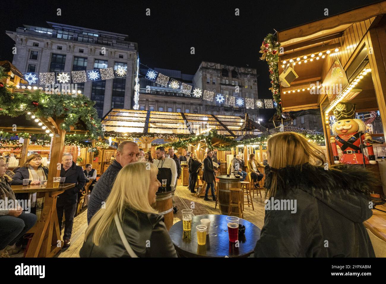 Mercado de Navidad de George Square, Glasgow, Lowands, Reino Unido Stockfoto