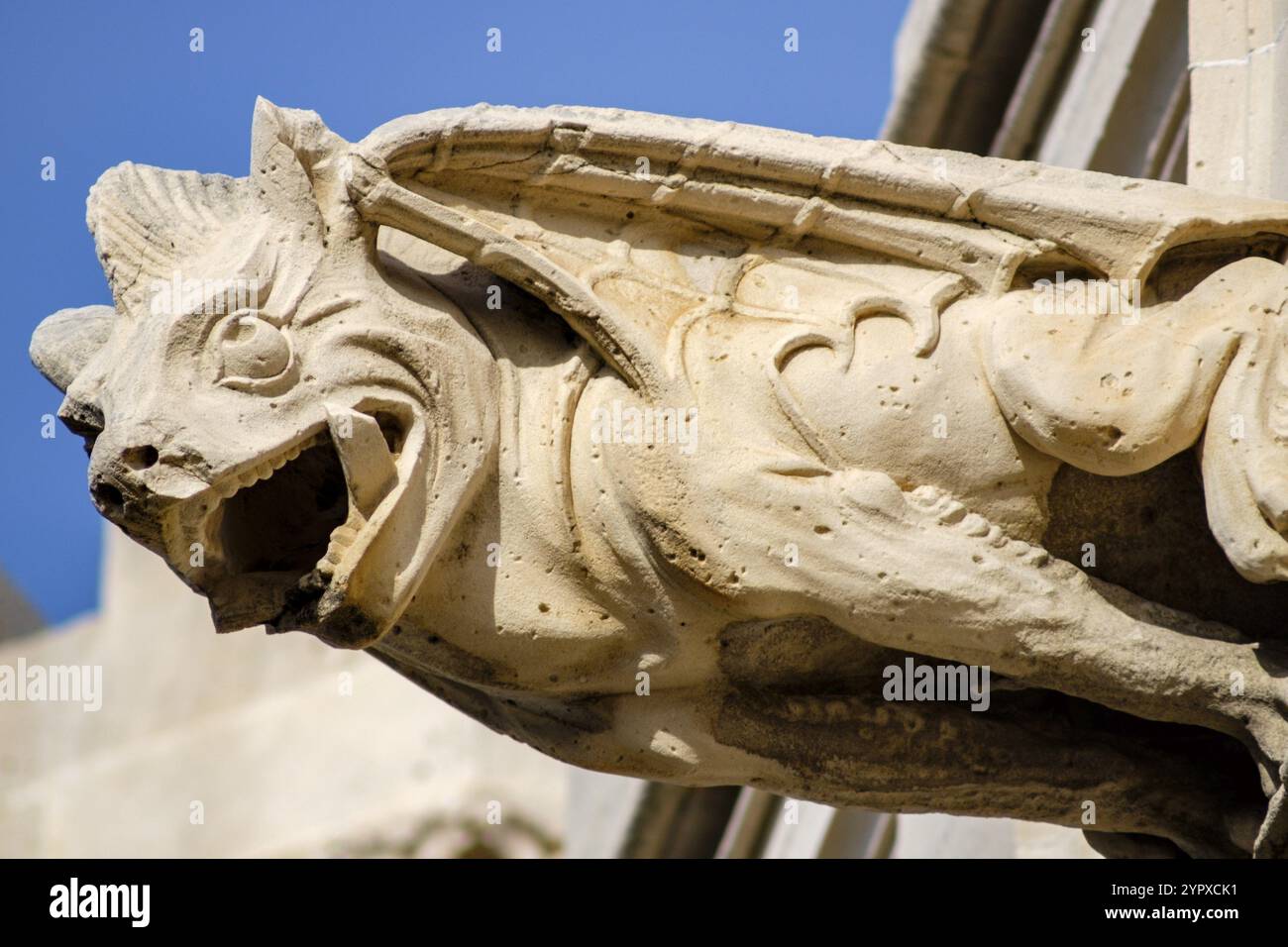 Gargola en forma de Dragon, Lonja de Palma de Mallorca, Sa Llotja, antigua sede del Colegio de Mercaderes, Monumento Historico-artistico, Construida Stockfoto