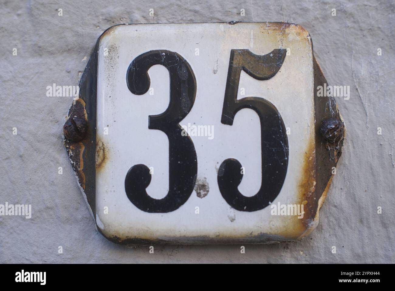 Hausnummernschild, Nummer 35, Ziffer, Jubiläum, Geburtstag, Jahrgang, Nordrhein-Westfalen, Deutschland, Europa Stockfoto