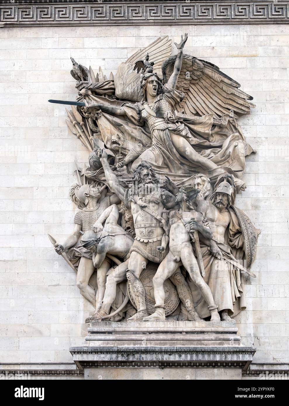 Die Abreise der Freiwilligen, von Francois Rude geschaffen, an der Seite des Arc de Triomphe, Paris, Frankreich Stockfoto