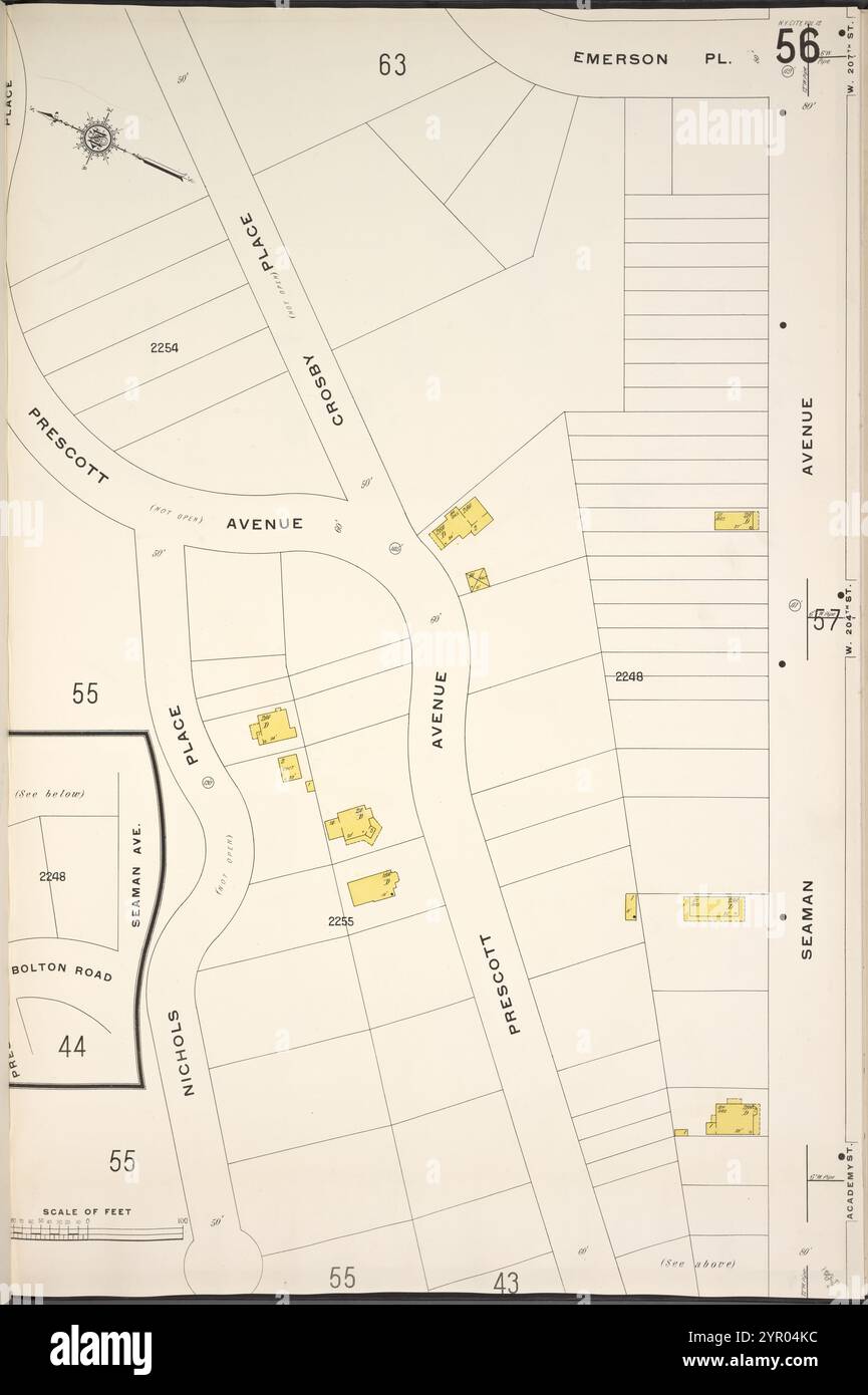 Manhattan, V. 12, Plate No. 56 [Karte begrenzt durch Emerson PL., Seaman Ave., Nicholas Place] 1913 Stockfoto