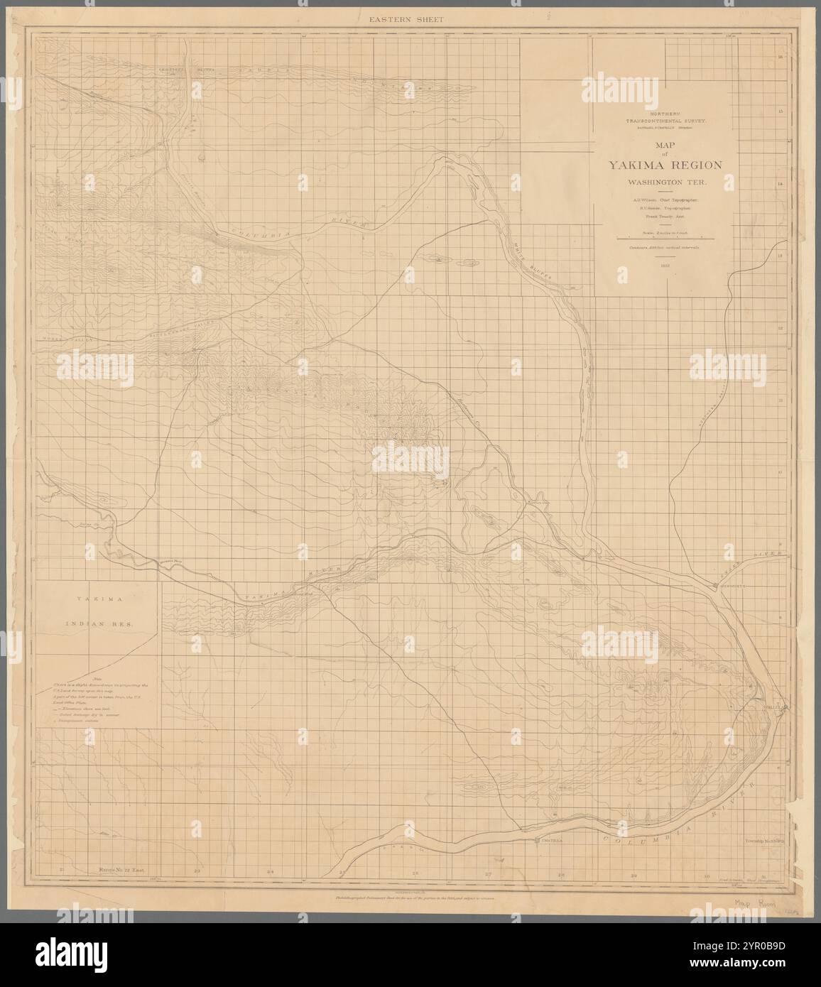 Karte von Yakima Region, Washington Ter. 1882 von Pumpelly, Raphael, 1837-1923 Stockfoto