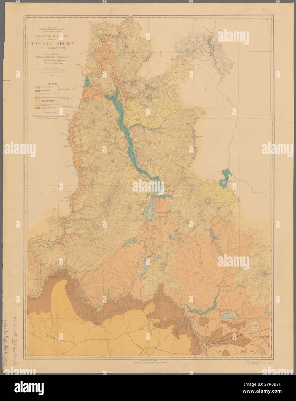 Vorläufige Landkarte der Region Colville, Washington Ter. 1883 von Pumpelly, Raphael, 1837-1923 Stockfoto