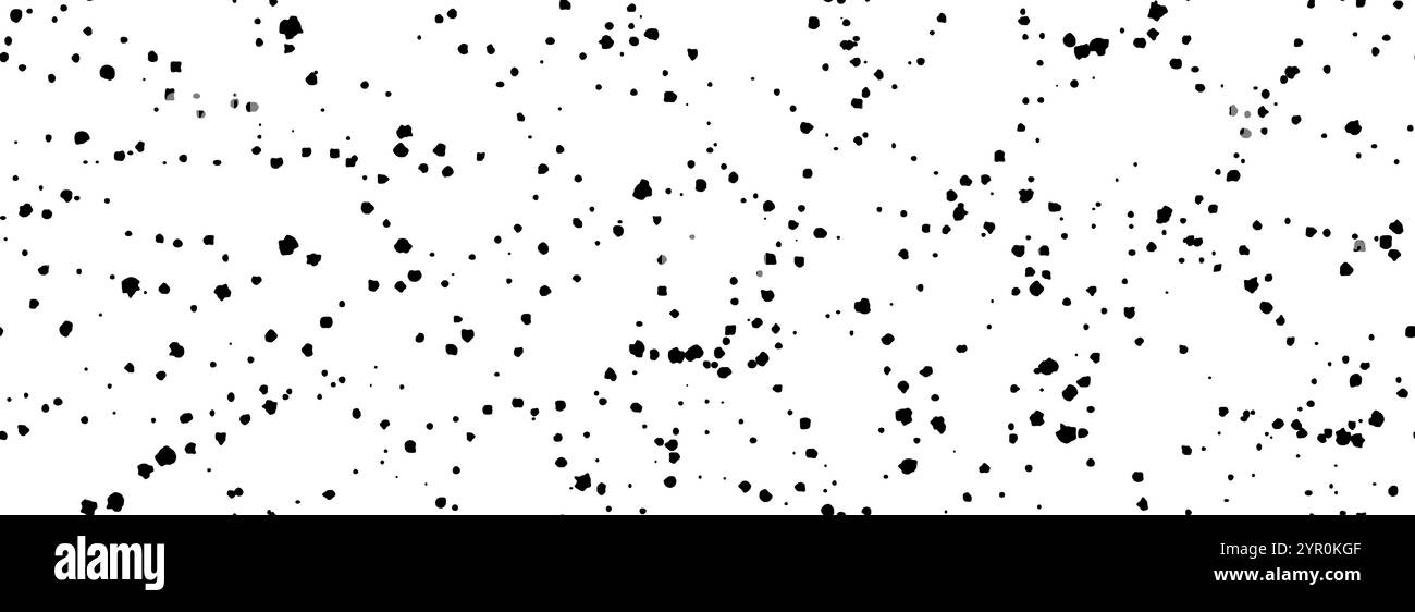 Nahtloser Hintergrund mit verspritzten Punkten. Verstreute Farbtropfen Textur. Schwarze Sprenkeltapete. Mehrmaliger Hintergrund mit Spritzwasser. Spritzer-Tropfenpartikel-Druck. Vektor Stock Vektor