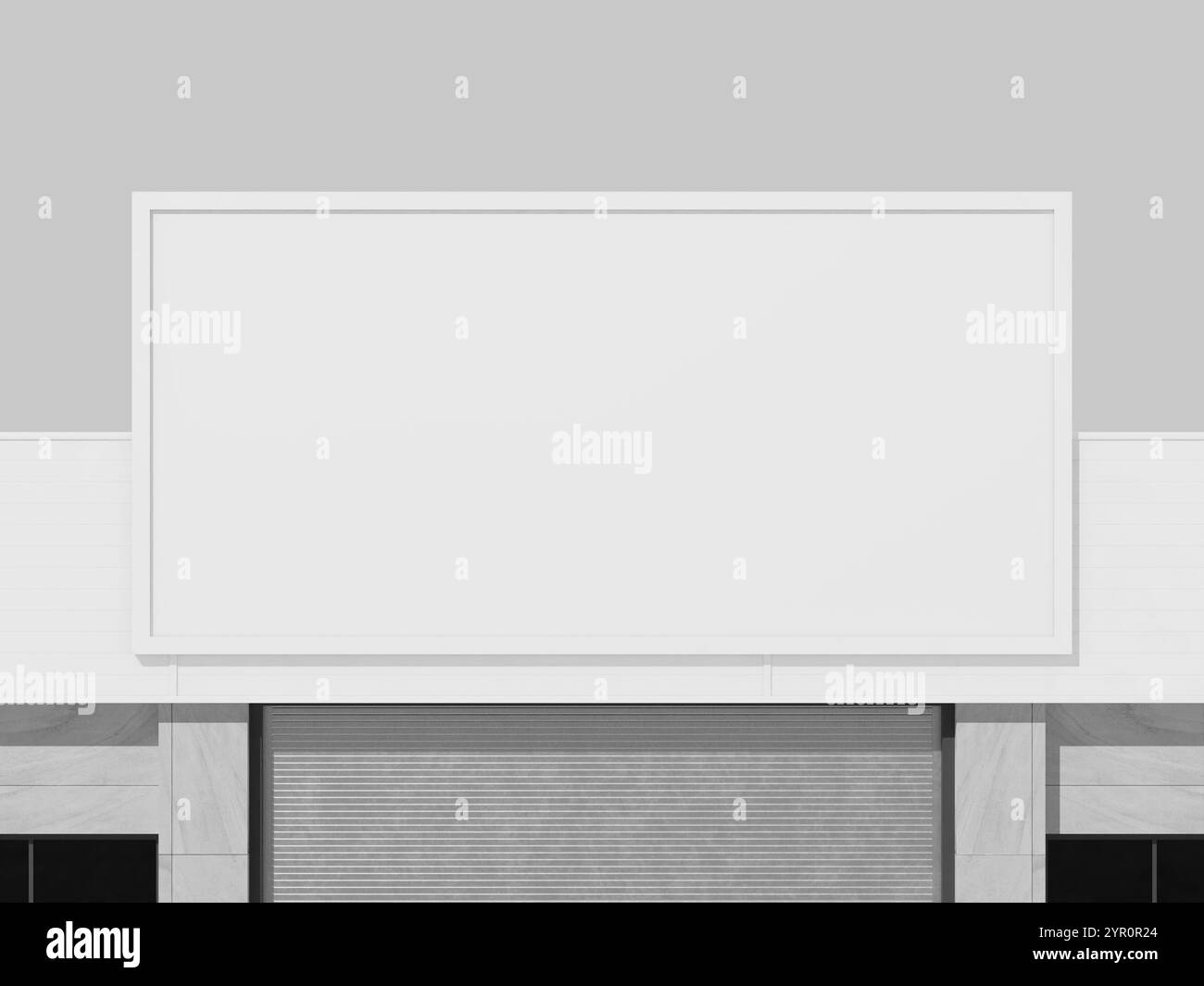 Realistic White Leere Reklametafeln Building Mockup 3D Rendering Stockfoto