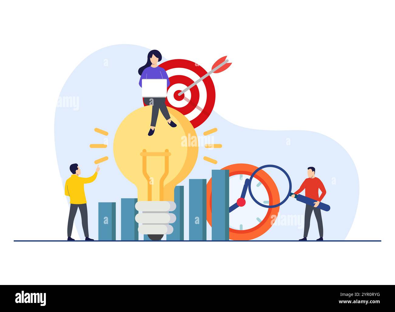 Flache Illustration zur Produktivität, Selbstmanagement, Leistungssteigerung, Zielsetzung, Zielerreichung, Zeitmanagement-Konzept für Landing-Page, Web Stock Vektor