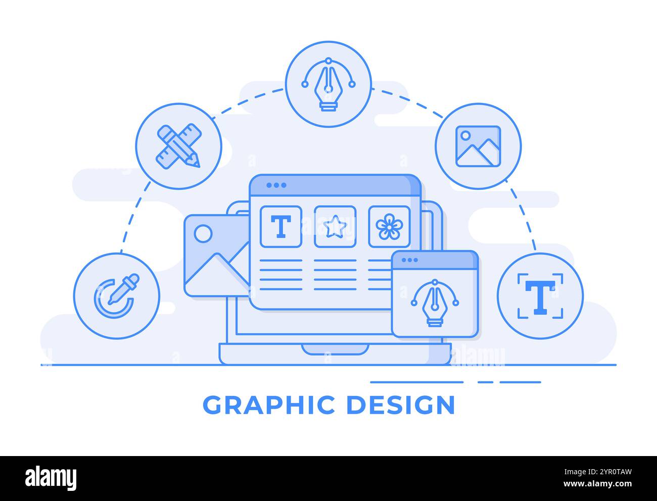Web-Design oder UI-UX Infografik-Konzept, Grafikdesign, Webentwicklung, Anwendungsdesign, Codierung, Web-Building-Konzept für Landing-Page, Web banne Stock Vektor