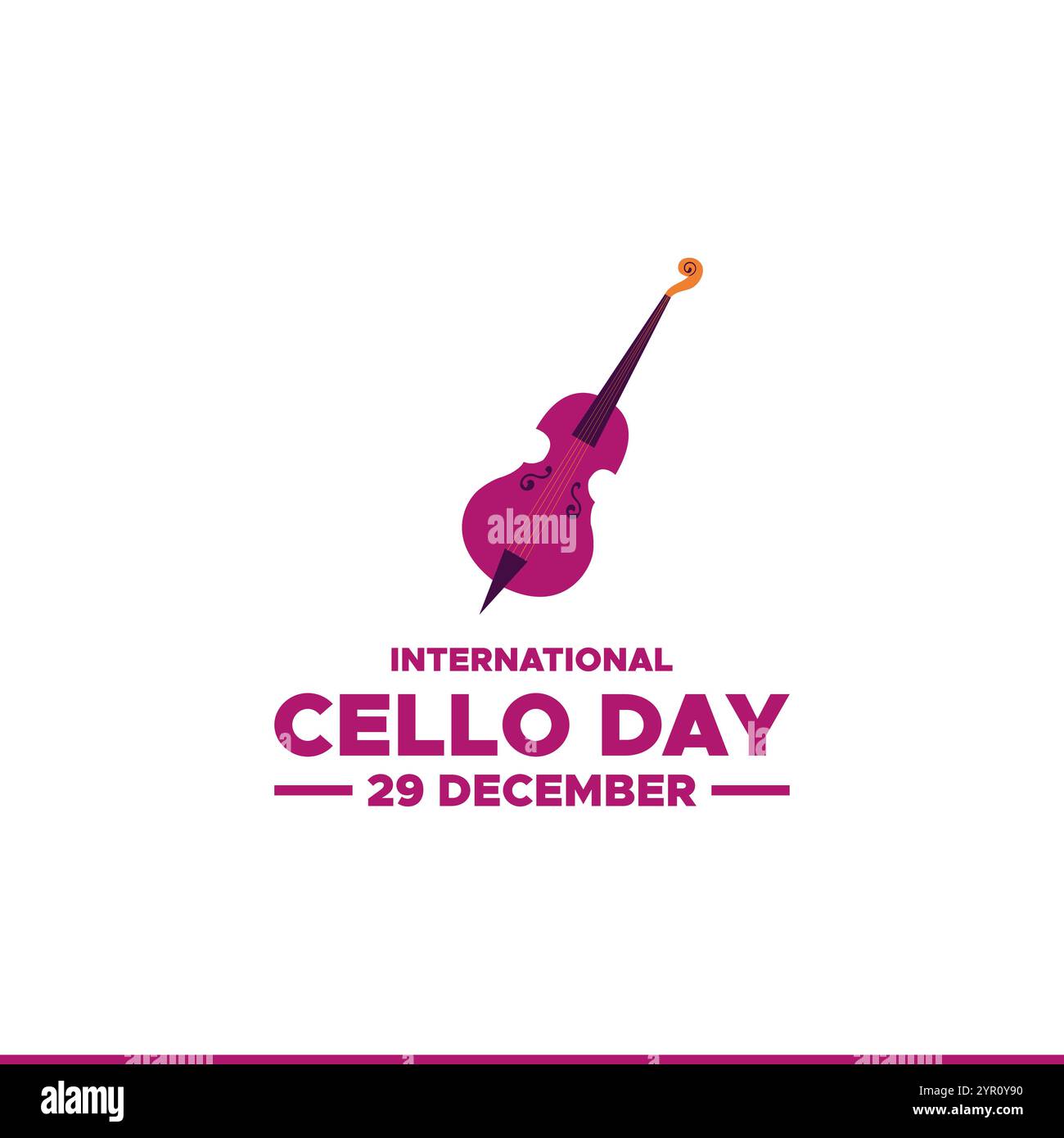 Internationaler Cellotag am 29. Dezember, Vektorgrafik des internationalen Cellotages. Flaches Design. Line Art Design. Flyer-Design. Flache Abbildung. Stock Vektor