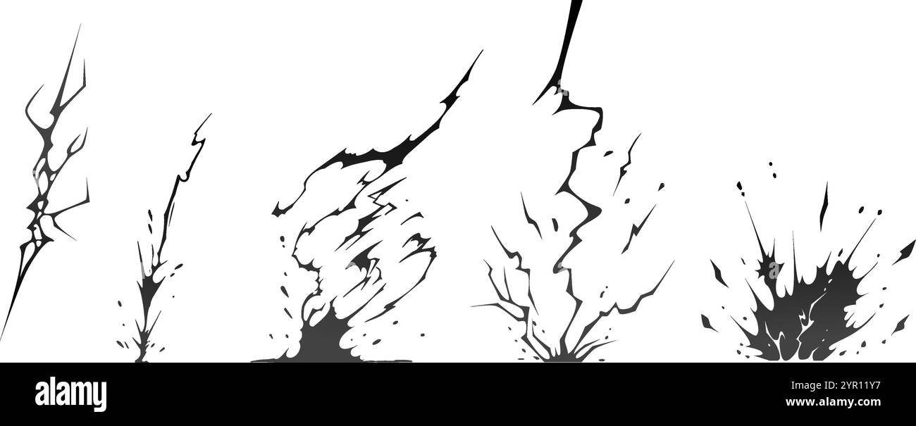 Blitzschlag Silhouetten Sequenzvektor-Illustration. Stock Vektor