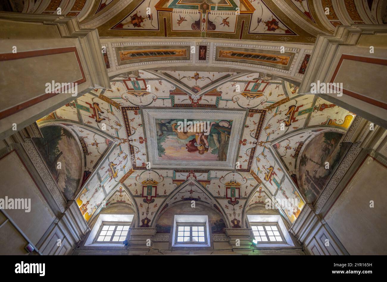 GENUA, ITALIEN, 18. MAI 2024 - die gemalte Decke der Villa Scassi - Imperiale von Genua, Italien Stockfoto