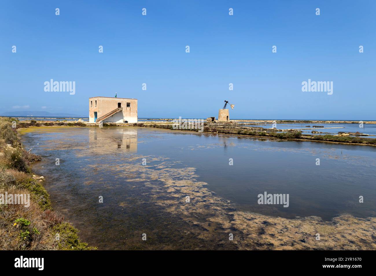 Orientiertes Naturschutzgebiet Saline von Trapani und Paceco, Provinz Trapani, Sizilien, italien Stockfoto