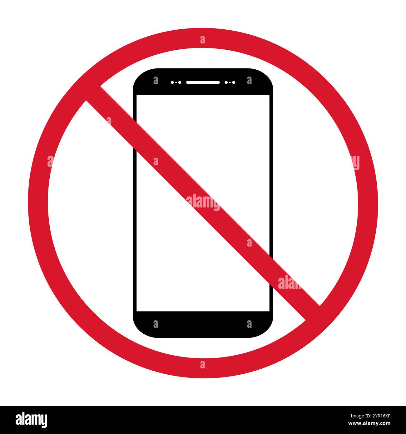 Symbol für verbotenes Handy, Zeichen für keine Verwendung des Telefons, Vektorillustration für Verbot des Smartphone-Etiketts. Stock Vektor