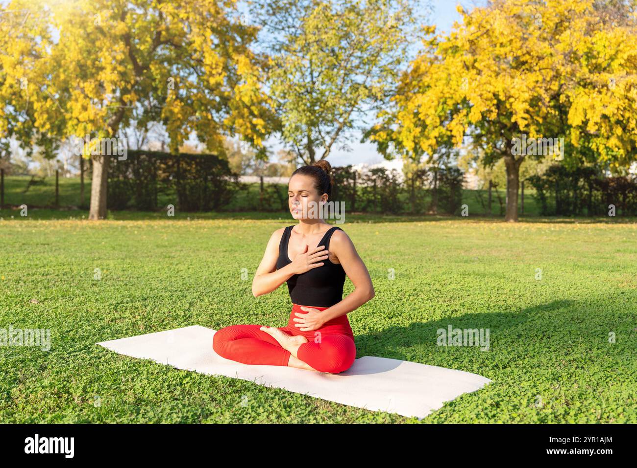 Frau Redakteur im Stadtpark. Lebensstil der Menschen nach der Arbeit. Spannungsabbau. Stockfoto