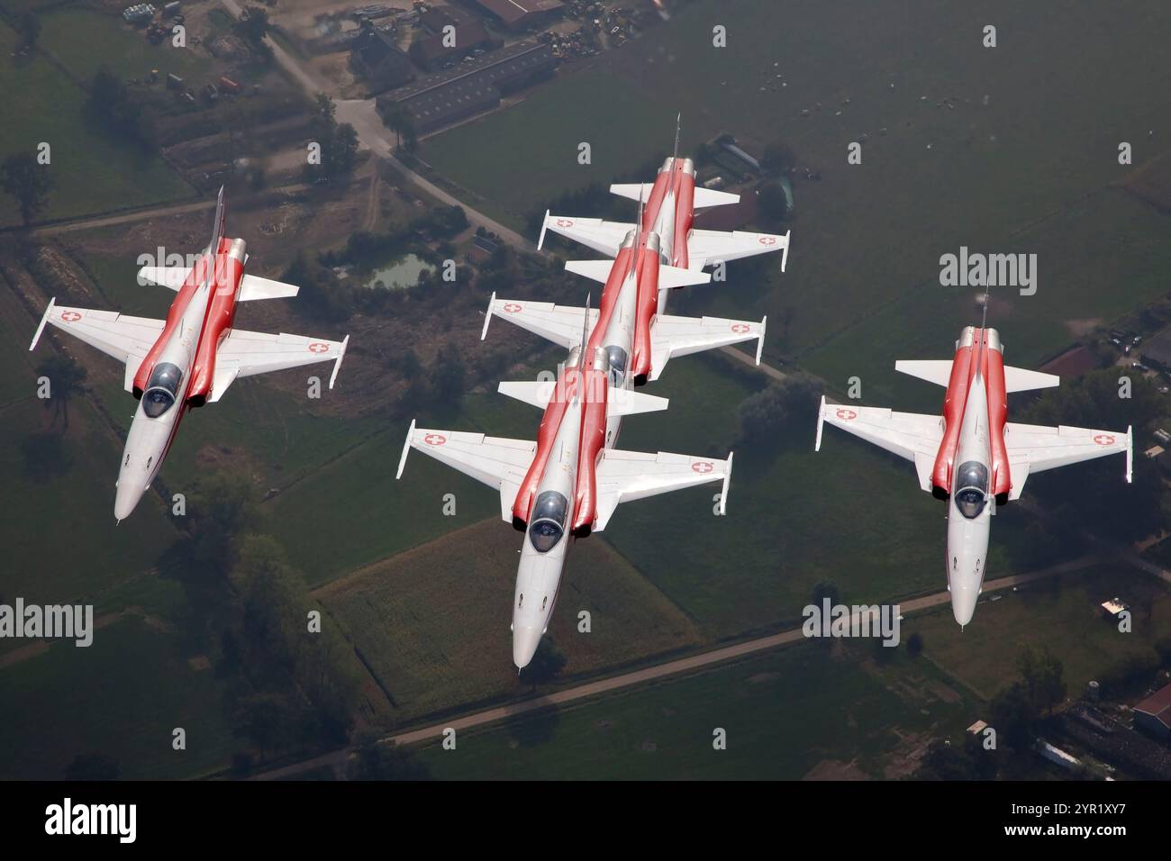 Schweizer Luftwaffe Patrouille Suisse Air to Air Fotografie Stockfoto