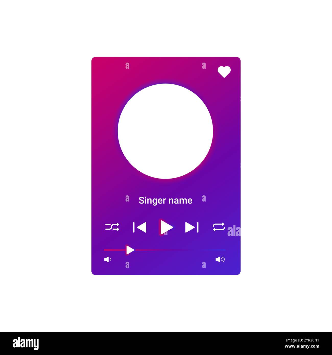 Lebendige Musik-App-Benutzeroberfläche für einfache Musiksteuerung und Musikwiedergabe. Stock Vektor