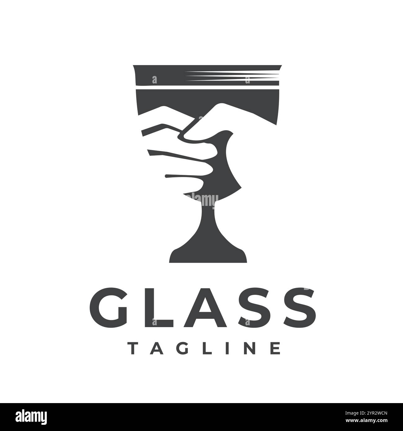 Weinglas, handgehaltenes Champagnerglas für Restaurant Drink Bar Pub Logo Design Classic Vintage Stock Vektor