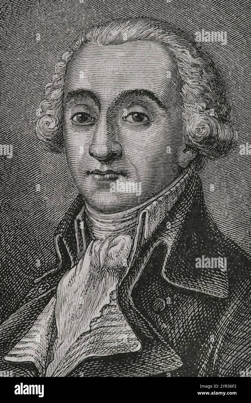 Bernard-Germain de Lacépède (Bernard Germain étienne de Laville-sur-Illon) (1756-1825), Comte de Lacépède. Französischer Zoologe und Politiker. Nach der Französischen Revolution wurde er zum Mitglied der Legislativversammlung (1791–1792) gewählt. Hochformat. Stich von Pannemaker. "Geschichte der Französischen Revolution". Band I, Teil 2, 1879. Stockfoto Bernard-Germain de Lacépède (Bernard Germain étienne de Laville-sur-Illon) (1756-1825), Comte de Lacépède. Französischer Zoologe und Politiker. Nach der Französischen Revolution wurde er zum Mitglied der Legislativversammlung (1791–1792) gewählt. Hochformat. Stich von Pannemaker. "Geschichte der Französischen Revolution". Band I, Teil 2, 1879. Stockfoto